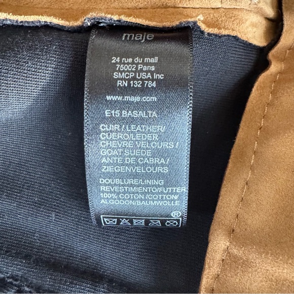 Maje Tan Caramel Brown Goat Suede Women's Biker Jacket Size 40 - Picture 8 of 12